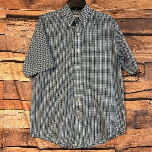 Wrangler Riata Western Shirt Medium Blue Plaid Shirt Sleeve Button Down Cowboy - Picture 1 of 9